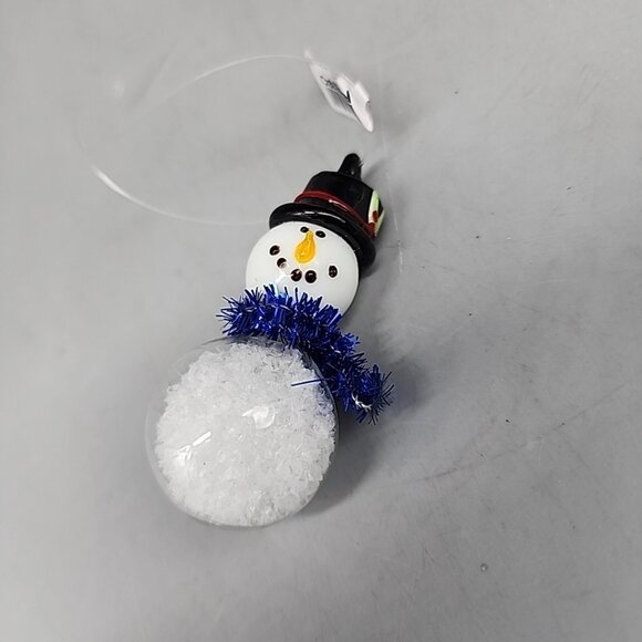 crate and barrel christmas ornament Snowman Glass 2.5" - Picture 1 of 3